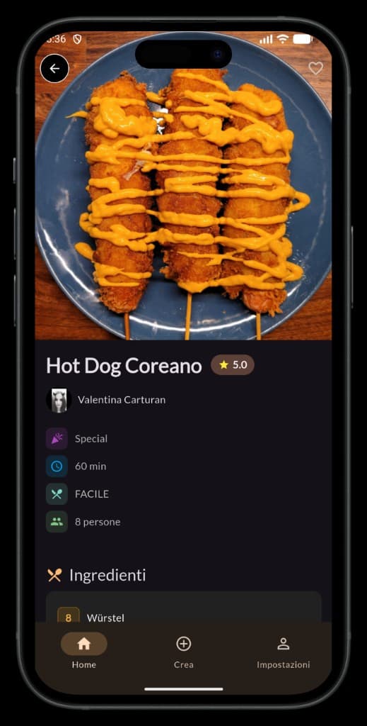 Recipity recipe detail for Hot Dog Coreano with ingredients